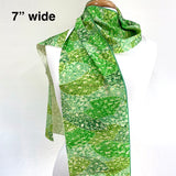 SALE Spring Green Chirimen Crepe Kimono Silk Pieces, 7" x 61"