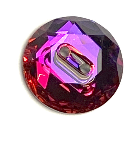 Purple/Orange Swarovski Button, 5/8"  Round, Crystal Volcano