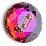 Purple/Orange Swarovski Button, 5/8"  Round, Crystal Volcano