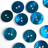 Teal Blue Dark Bright 7/8" Pearl Shell 2-hole Button, $2 each   #476-D