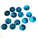 Teal Blue Dark Bright Turquoise 7/8" Pearl Shell 2-hole Button, $2 each   #476-D
