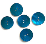 Teal Blue Dark Bright 11/16" Pearl Shell 2-hole Button, 4 for $5.50   #961-D