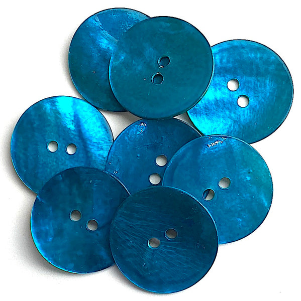 Re-Stocked Teal Blue Dark Bright 11/16" Pearl Shell 2-hole, Per Button #961