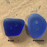 Royal Blue Tumbled Silky Glass "Sea Glass" Button,  1/2" - 3/4"