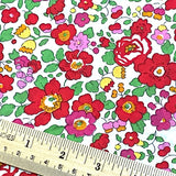 Bright Red, Pink Wild Roses Liberty Tana Lawn Cotton by the HALF Yard "Betsy"