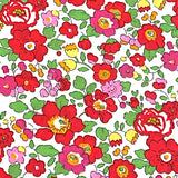 Bright Red, Pink Wild Roses Liberty Tana Lawn Cotton by the HALF Yard "Betsy"