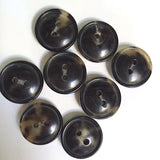 Black/Brown/Cream 2-hole Rimmed Natural Horn Button 3/4"  #087H19