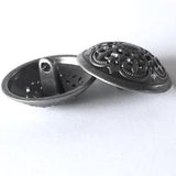 SALE Silver-Gray Medieval Filigree Peek-Through Metal Button 7/8" with Shank Back #SWC-34