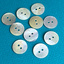 SALE Beige/Natural Light Tan Pearl Shell Button 5/8" /15mm. Pack of TEN   #L-52969
