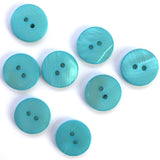 3/8" Teal Blue River Shell 2-hole Button, TEN for $8.00   #2247