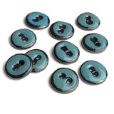 Turquoise/Black Ceramic Buttons 11/16" Round 2-Hole #RN-TSR