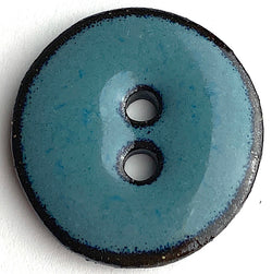 Turquoise/Black Ceramic 1" Buttons Round 2-Hole #RN-TLR