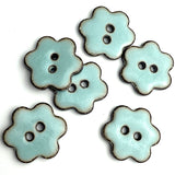 Celadon/Brown 1" Flower Ceramic Buttons 2-Hole #RN-CLFL