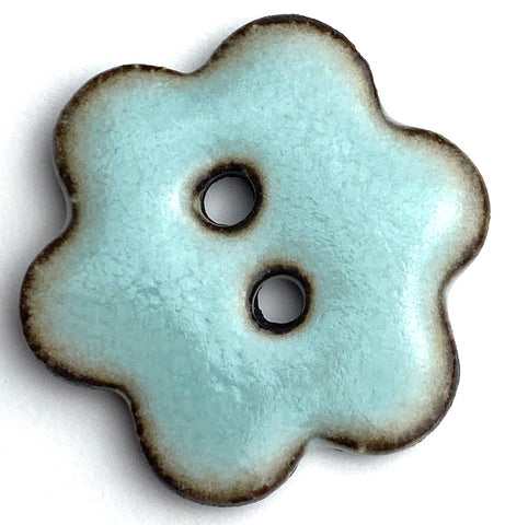 Celadon/Brown Ceramic 3/4" Flower Buttons 2-Hole #RN-CSFL