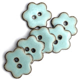 Celadon/Brown Ceramic 3/4" Flower Buttons 2-Hole #RN-CSFL