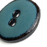 Turquoise/Black Ceramic 1" Buttons Round 2-Hole #RN-TLR