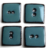 Turquoise/Black Ceramic 1" Square Buttons 2-Hole #RN-TSQ