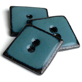 Turquoise/Black Ceramic 1" Square Buttons 2-Hole #RN-TSQ