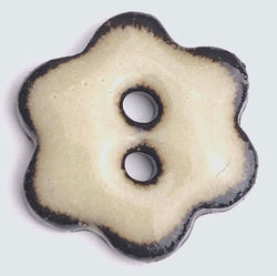 Tan/Black Ceramic 3/4" Flower Button 2-Hole #RN-RSFL