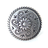 Silver Daisy Scrollwork Metal Button  9/16" / 14mm  #L326