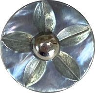 Re-Stocked, Gray Vintage Shell "Starflower" Button 3/4", Shank Back #SK-765