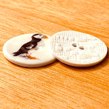 Puffin Porcelain Button 1-1/8" 2-hole, Handmade
