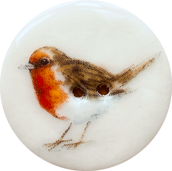 Robin Porcelain Bird 1-1/8" handmade button