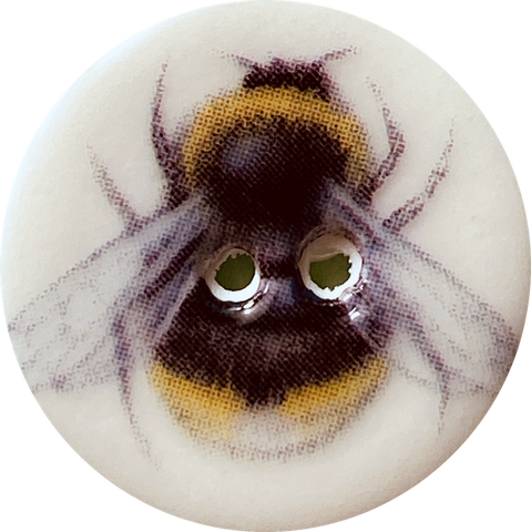 Bumble Bee Button, Handmade Porcelain 7/8"