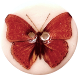 Red Butterfly Button, Handmade Porcelain 7/8"