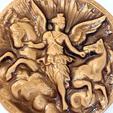 Aurora with Two Winged Horses Caramel Art Stone Button by Susan Clarke 1-5/8" #SC-2016
