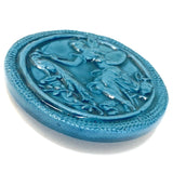 Peacock Painter, Blue Art Stone Button by Susan Clarke 2" #SC-2024