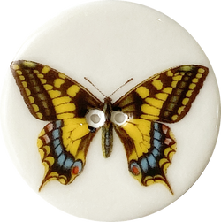 Tiger Swallowtail Butterfly Large Handmade Porcelain Button 1-1/2"