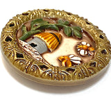 Bee Hive, Art Stone Button by Susan Clarke 1.5" #SC-1096