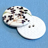 Purple Berries Porcelain Button 1-1/8" Handmade