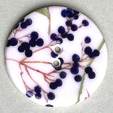 Purple Berries Porcelain Button 1-1/8" Handmade