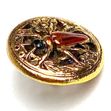 Bug Button, Shiny Red/Gold 1/2" by Susan Clarke  #SC-348