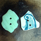 Beach Pottery Buttons, Set of 2,  1" #BCH-32