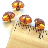 Amber Vintage Faceted Glass Buttons, Clear 1/2" # GL366
