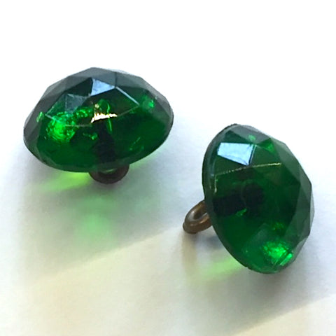 emerald green glass buttons