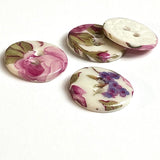 Rose Chintz Floral Button, Handmade Porcelain 5/8"