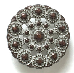 Copper/White Bead-Look 1" Metal Button  #SWC-47