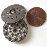 Copper/White Bead-Look 1" Metal Button  #SWC-47