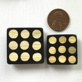 Black + Tan Dots "Domino" Bamboo Square Button, 15/16" or 1-1/8"
