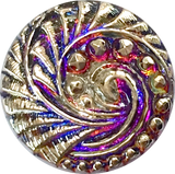 Purple + Silver Swirl Volcano Czech Glass Button 18mm/ 3/4"  # CZ 258