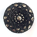 Sparkly Black Mandala Czech Glass 18mm / 3/4"  # CZ 221