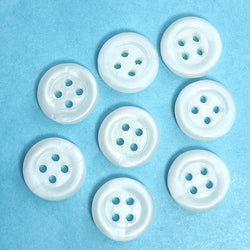 Vintage White Milk Glass 4-Hole Buttons 10mm / 3/8"  Pack of 8  #OT-123