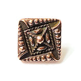 Small "Czech Square" Copper/Black 3/8" Button From Tierra Cast  #6545-18