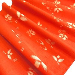 Orange Wool "Ikat" Vintage Kimono Print Fabric from Japan, By the Yard #718