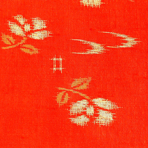 SALE Bright Orange Faux Ikat Vintage Kimono Wool Blend from Japan, By the Yard #718