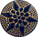 Indigo Black Star with Gold Czech Glass Button 18mm / 3/4"  # CZ 277
